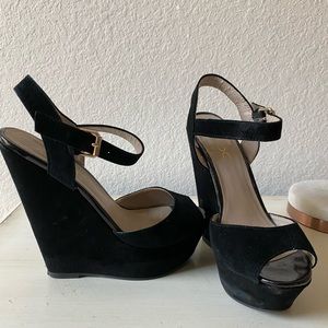 Aldo black suede wedges